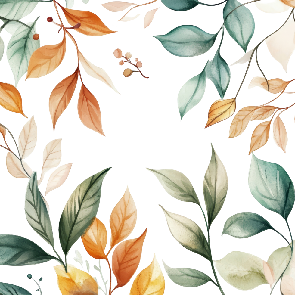 Watercolor leaves in vibrant colors on a transparent background showcasing natures beauty in autumn style, Coriander leaves isolated on transparent background png