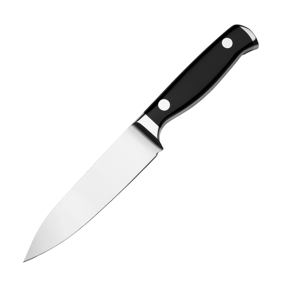 Sharpened kitchen knife tool suitable for home cooking tasks on a clean transparent background, Real sharp kitchen knife tool home use hardware on transparent background file png