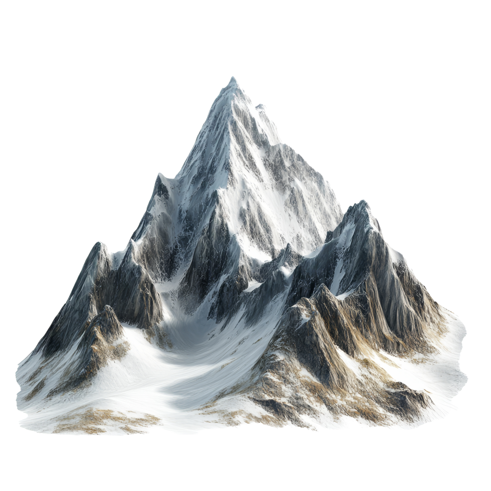 High mountain range isolated against a transparent background showcasing natural beauty and rugged terrain, high mountains isolated on transparent background png