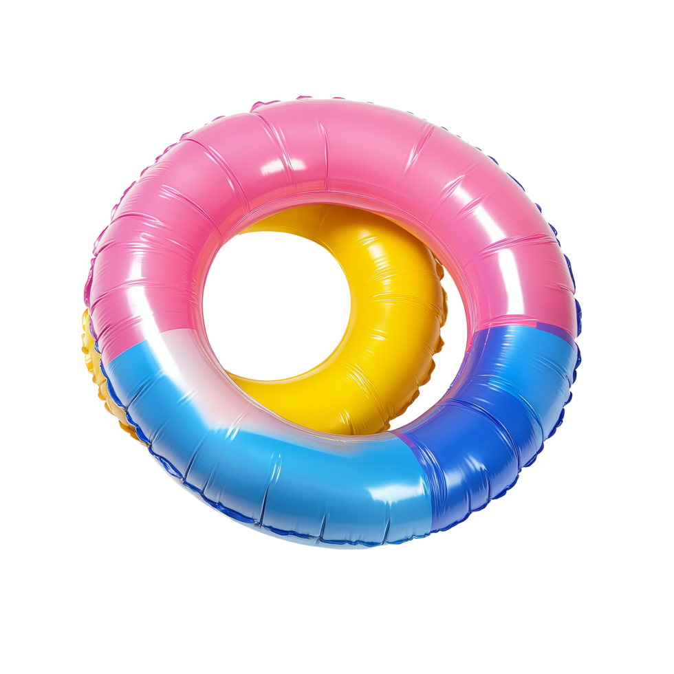 Colorful inflatable swim rings perfect for summer fun by the pool or beach, Inflatable Swim Rings on transparent background Summer Pool Accessories png