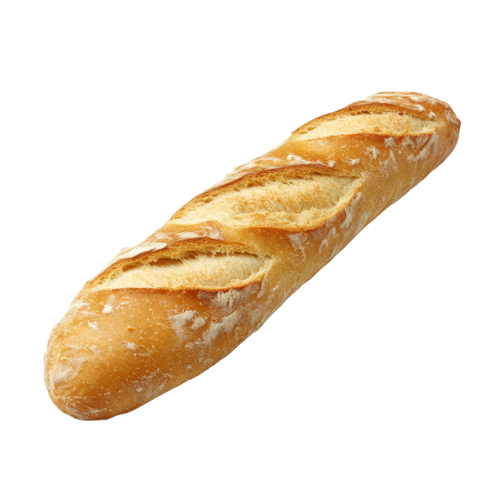 Freshly baked baguette isolated on a transparent background, Baguette isolated png