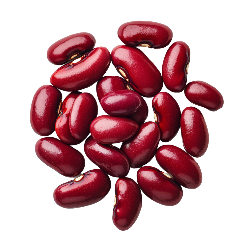 Red kidney beans scattered on a transparent background ready for cooking or ingredient preparation, Heap of red kidney beans isolated on transparent background png