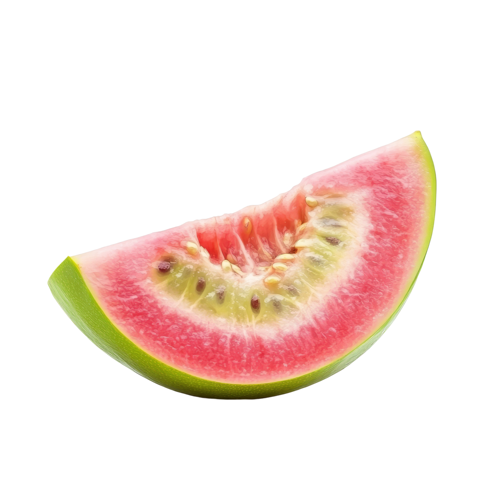 Fresh guava fruit slice on a transparent background showcasing vibrant colors and juicy texture, Guava fruit slice isolated on transparent background png