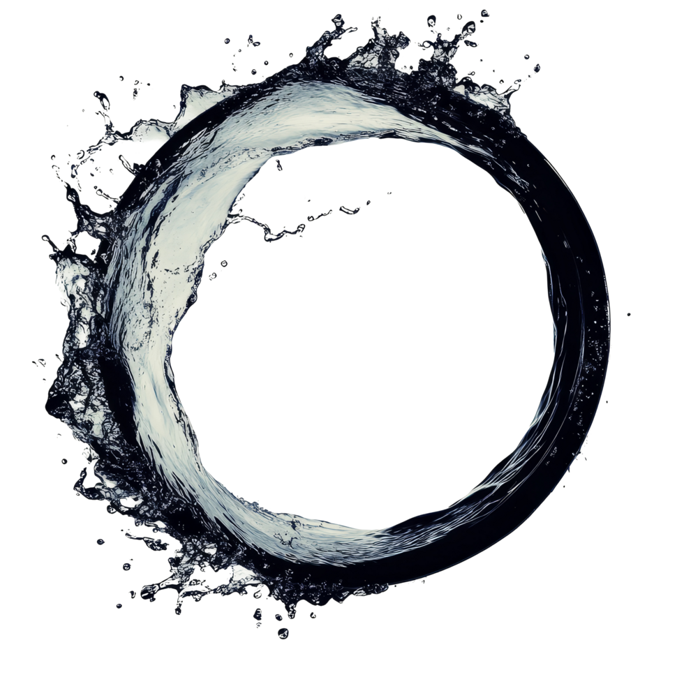 água salpicos dramaticamente a partir de uma circular padronizar criando uma deslumbrante visual efeito dentro uma minimalista contexto, água espirrando Fora a partir de círculo forma isolado png