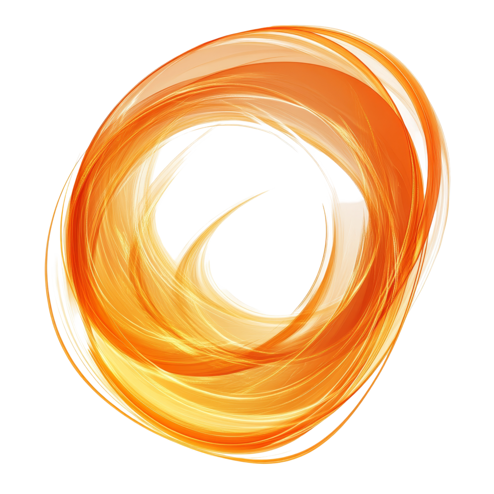 Vibrant orange lightning swirl on a pristine transparent background showcasing dynamic energy and movement, Orange Lightning Swirl Isolated on transparent backgroundfor Energy and Power Concepts png