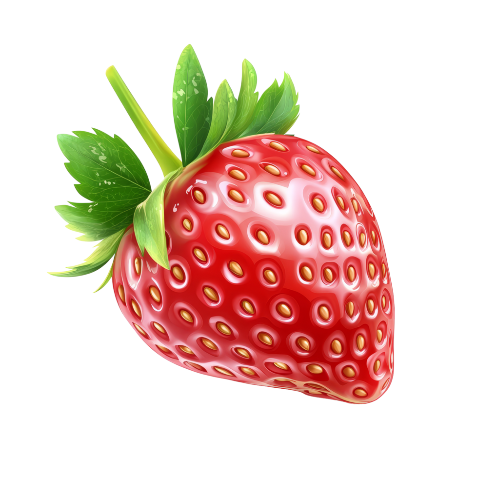 Fresh ripe strawberry isolated on a plain background highlighting its vibrant color and tempting texture, Strawberry fruit isolated png