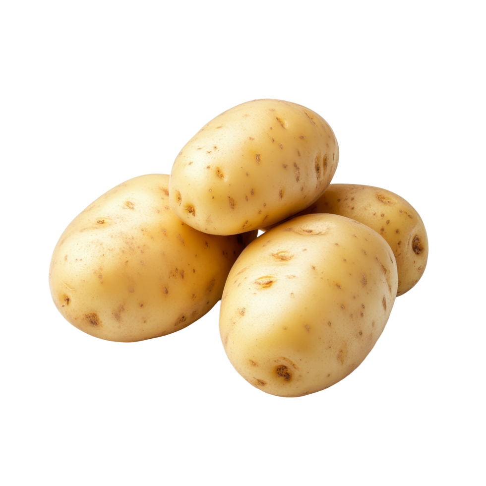 Freshly harvested potatoes arranged on a clean transparent background highlighting their natural texture and color, Fresh potatoes on transparent background png