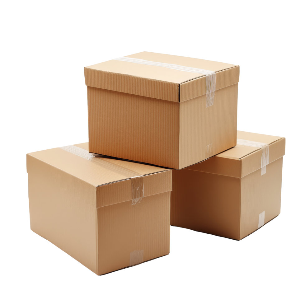 Stacked cardboard boxes on a transparent background highlighting storage and organization solutions for any space, cardboard boxes on transparent background png