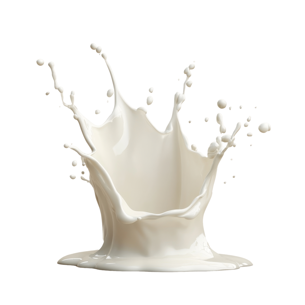 Captivating splash of milk captured in midair against a neutral backdrop, showcasing dynamic motion and fluidity, Milk splash isolated png
