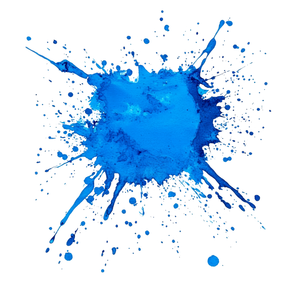 Vibrant blue paint burst on a transparent background creating an artistic splash effect, Blue Paint Burst on transparent background png