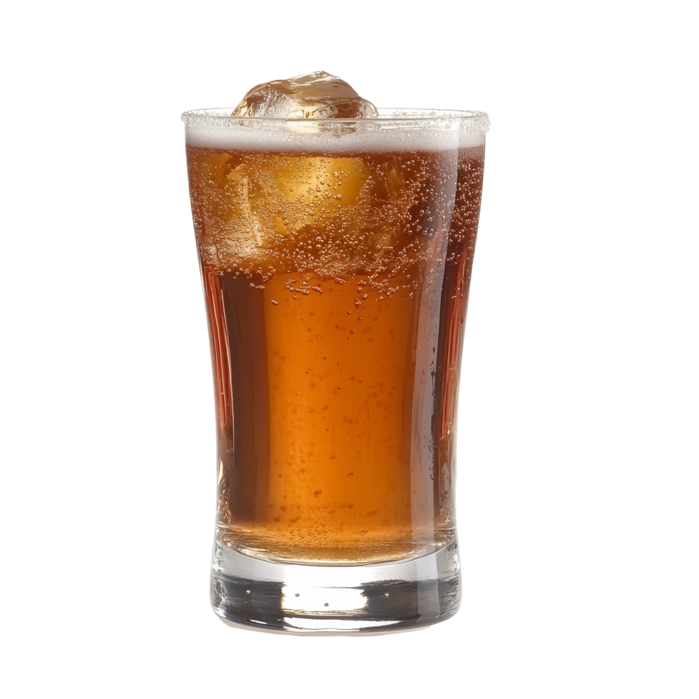 A refreshing boilermaker cocktail served in a tall glass with ice against a transparent background, boilermaker cocktail isolated on transparent background png