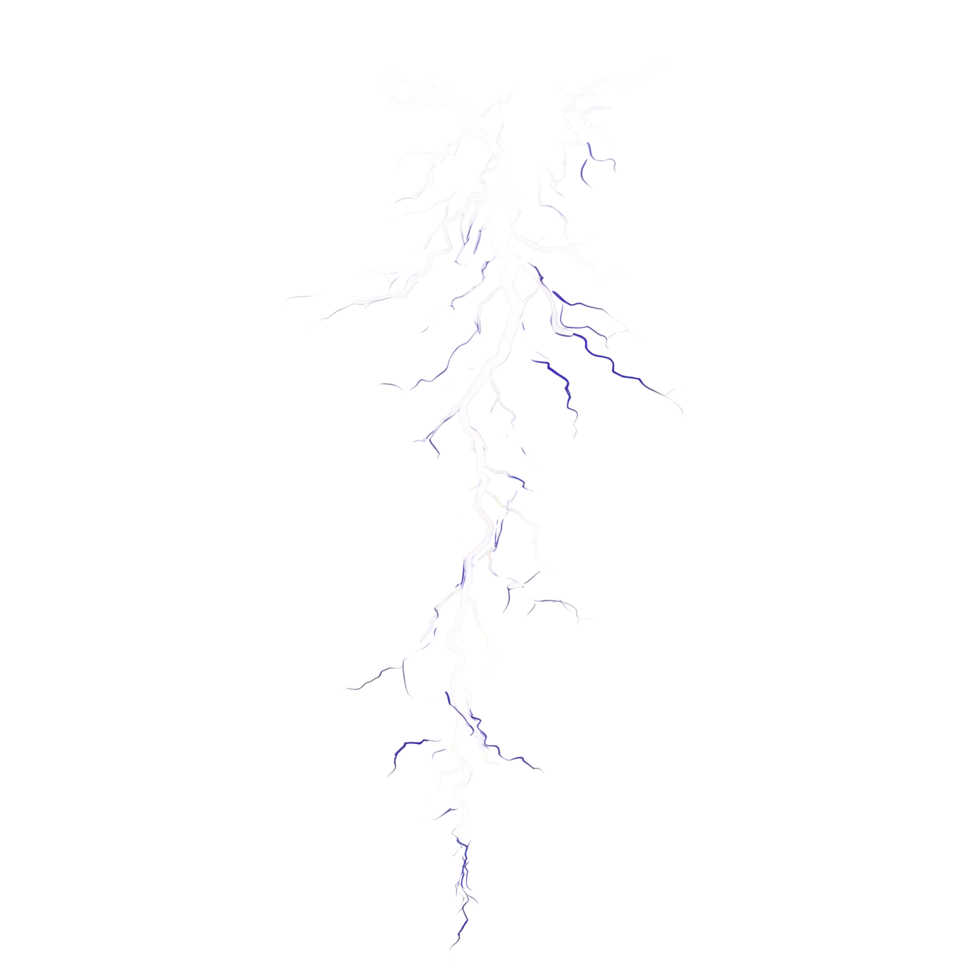 Realistic depiction of a high voltage electric shock represented by a vibrant lightning bolt on a transparent background, HighVoltage Electric Shock Realistic Lightning Bolt Effects on transparent png