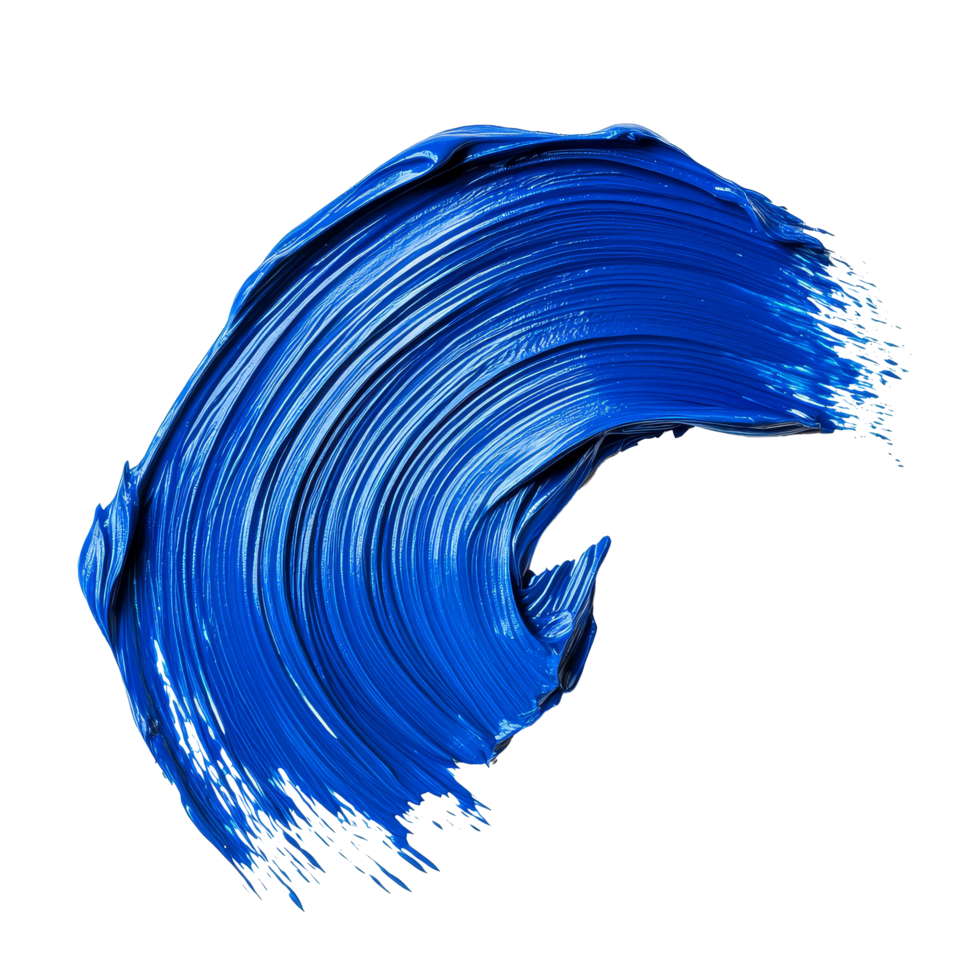Twisted blue paint brush stroke isolated on transparent background showcasing vibrant color and fluid texture in art, twisted blue paint brush stroke isolated on transparent background png