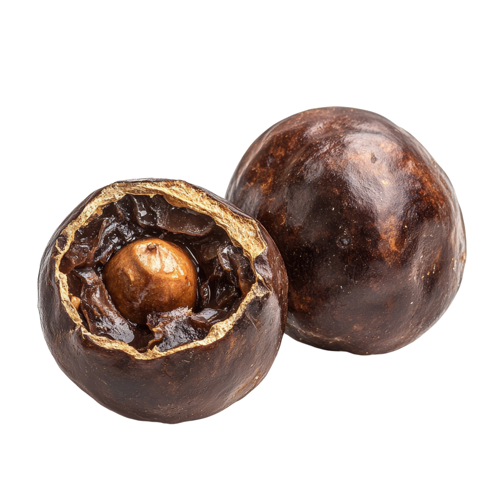Soap nut on a transparent background showcasing its unique texture and natural appeal for ecofriendly uses, Soap nut isolated on transparent background png