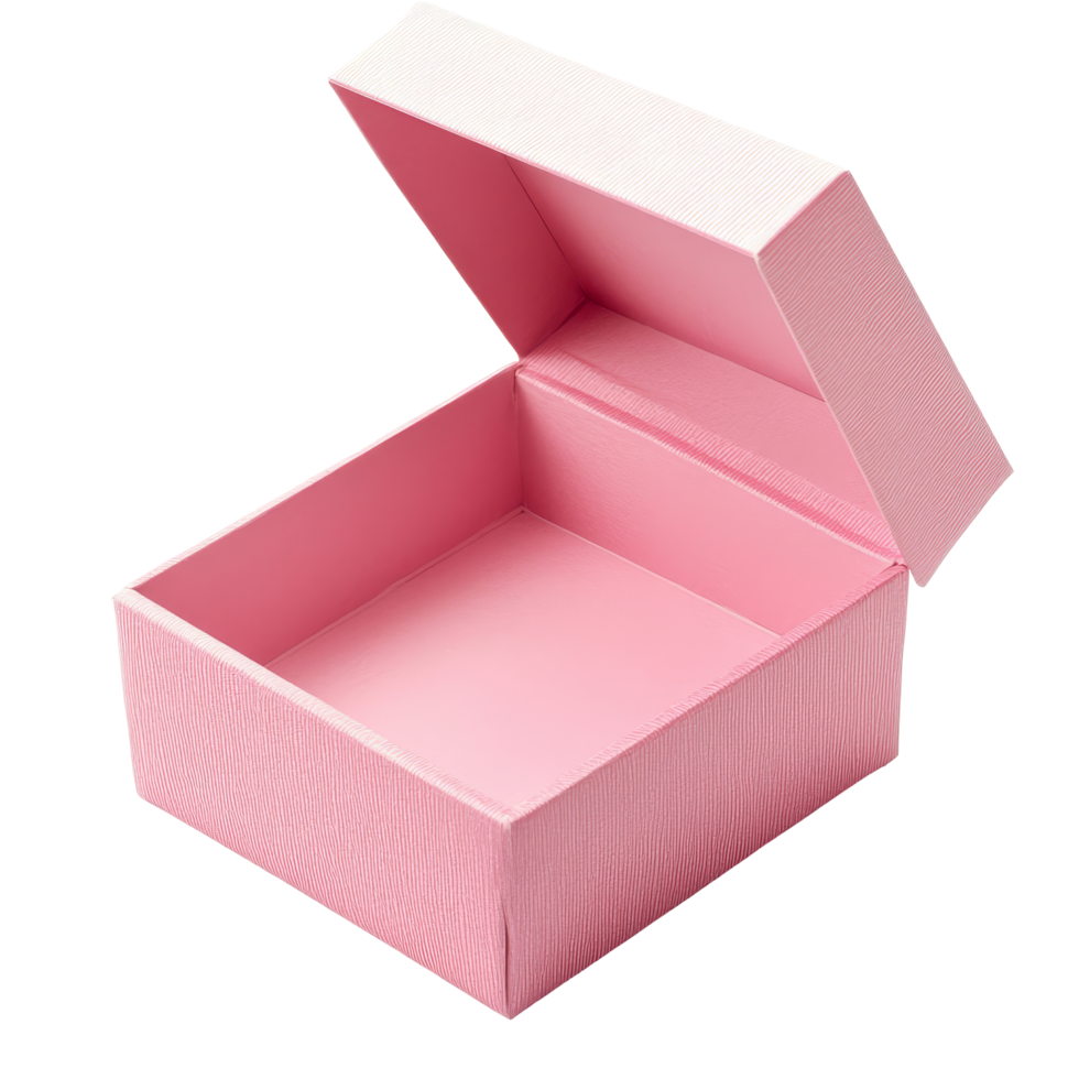 A pink open gift box isolated on a clean transparent background, perfect for presents and surprises, Red open gift box isolated on transparent background png