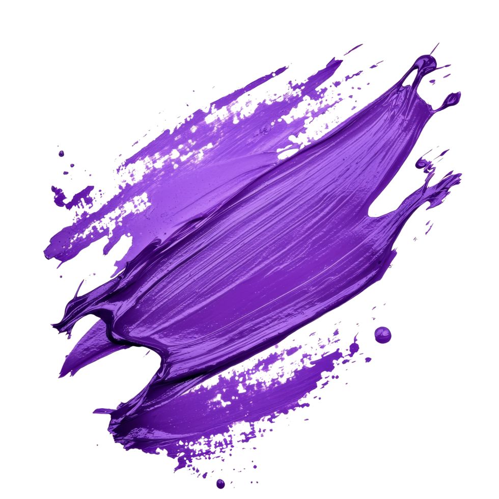 Vivid purple paint strokes and splashes artistically applied on a transparent background, Purple Paint Strokes and Splashes on transparent background png