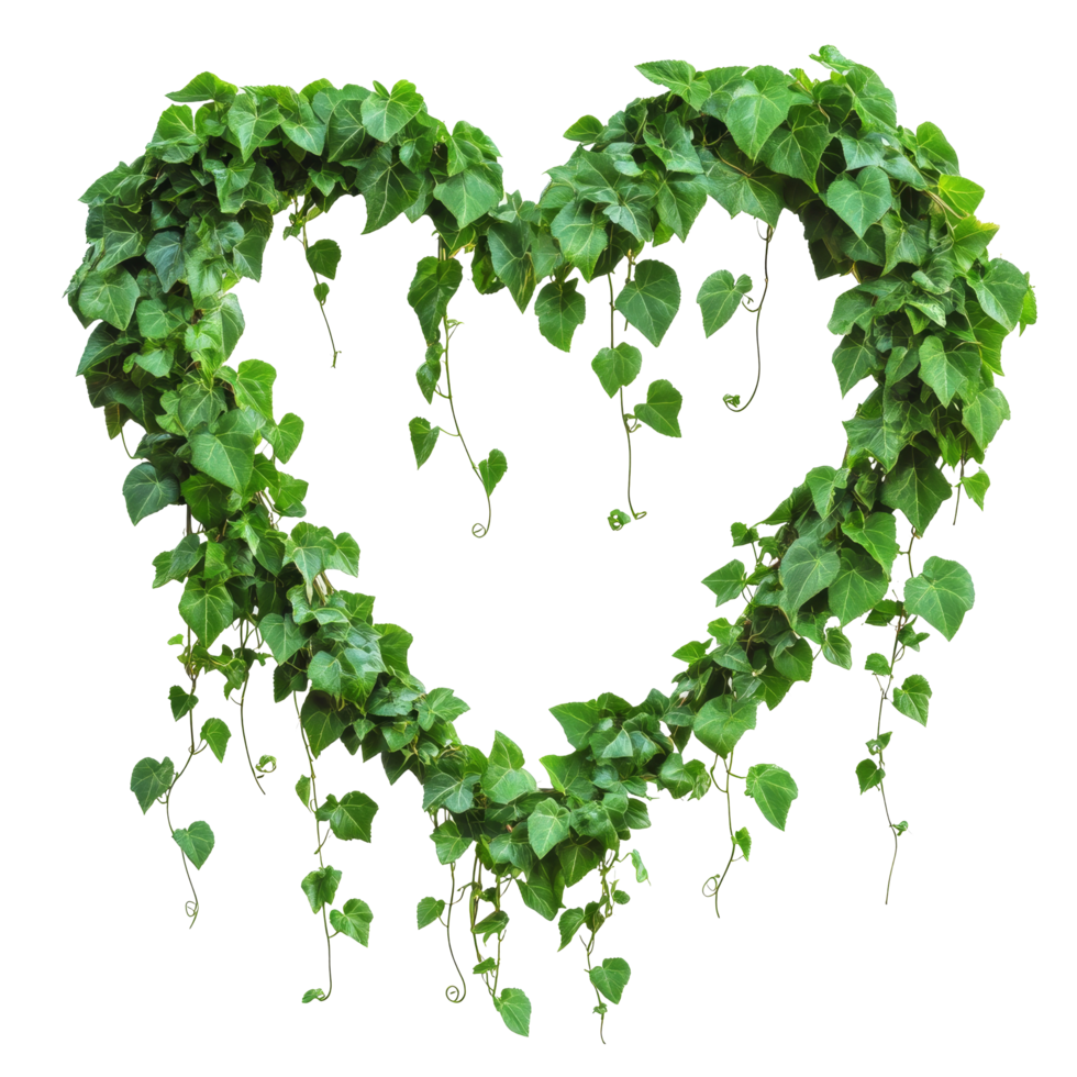 Heartshaped ivy vines create a beautiful junglelike ambiance for garden decor and nature lovers, Hanging vines ivy foliage jungle bush heart shaped png