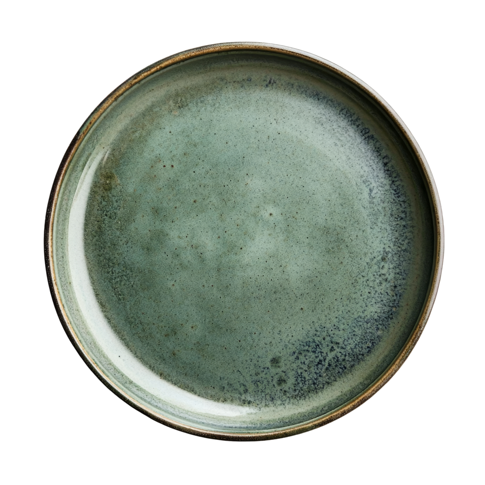 Ceramic plate featuring a unique glaze on a simple transparent background showcasing artisan craftsmanship, ceramic plate on transparent background png