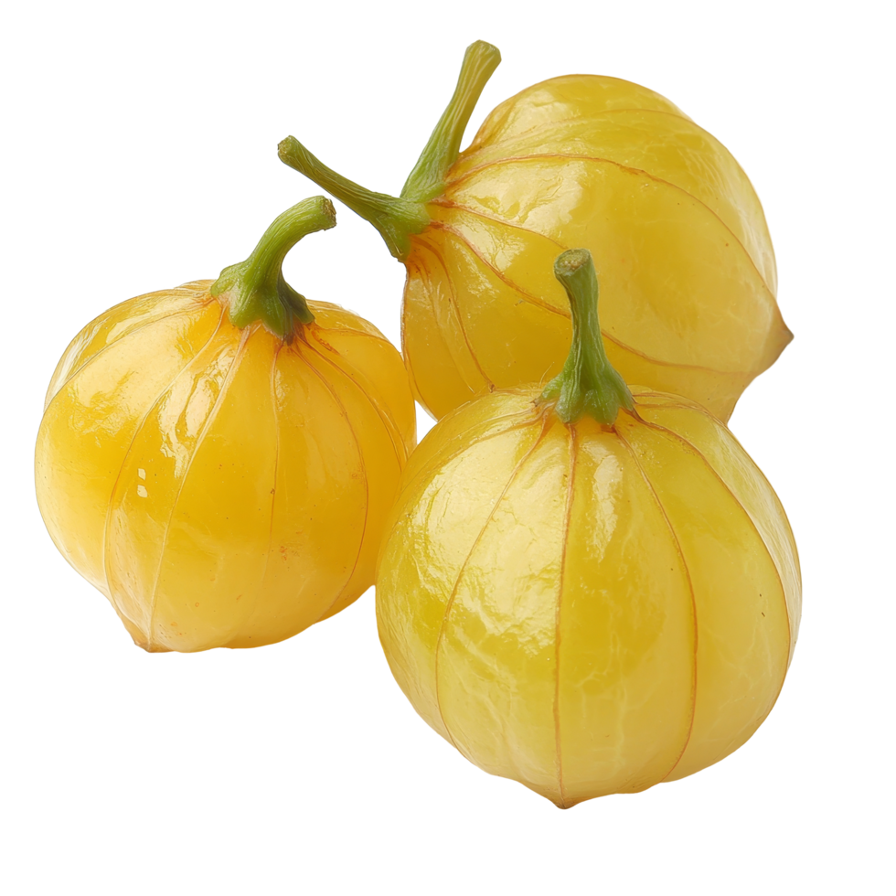 Star gooseberry resting on a clean transparent background showcases its unique shape and vibrant color, star gooseberry on transparent background png