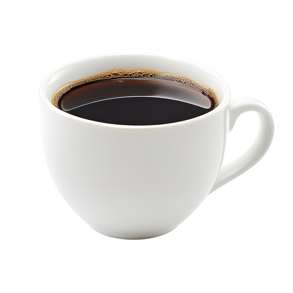 A transparent coffee cup filled with rich black coffee on a clean isolated background showcasing simplicity and elegance, coffee cup isolated on transparent background png