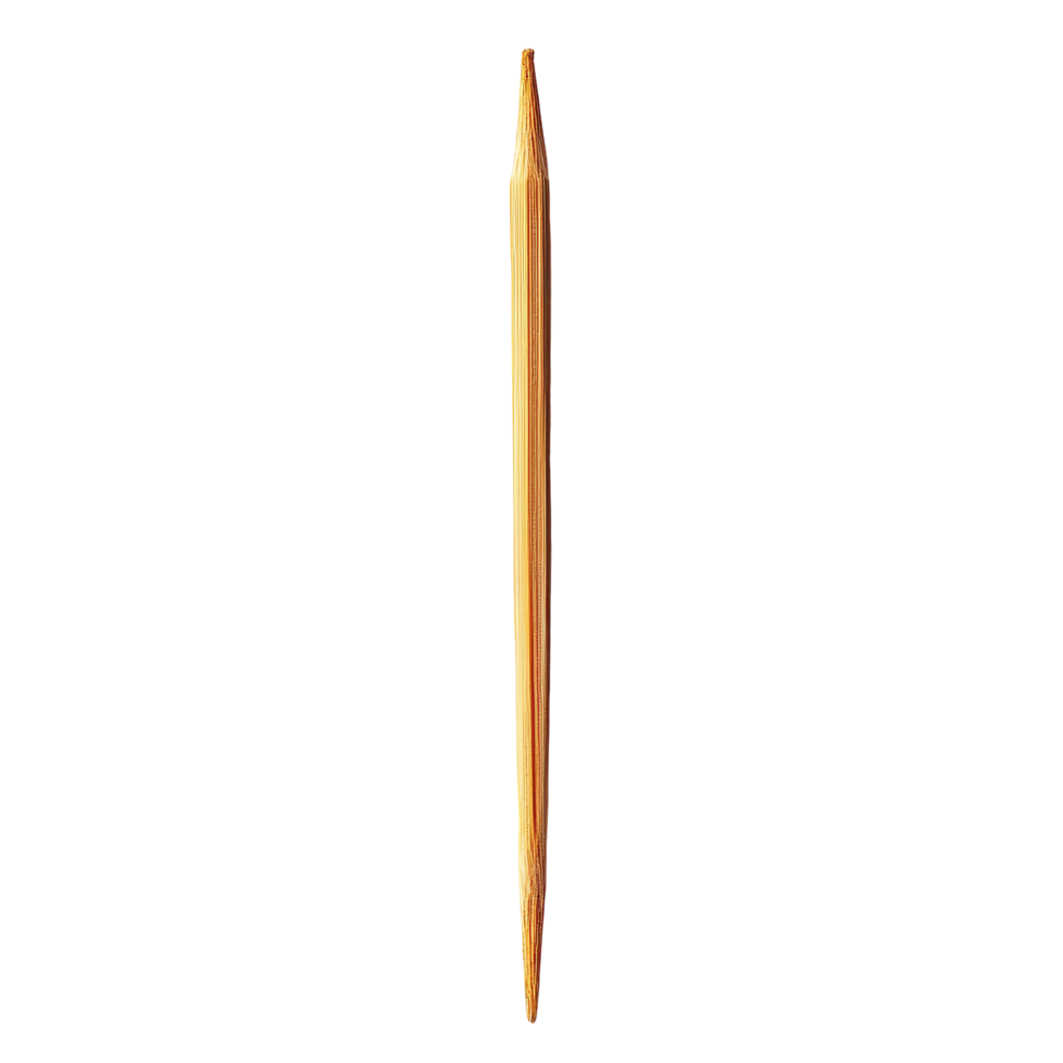 A single toothpick isolated on a clean transparent background, showcasing its slender design and pointed tip for practical use, toothpick isolated on transparent background png