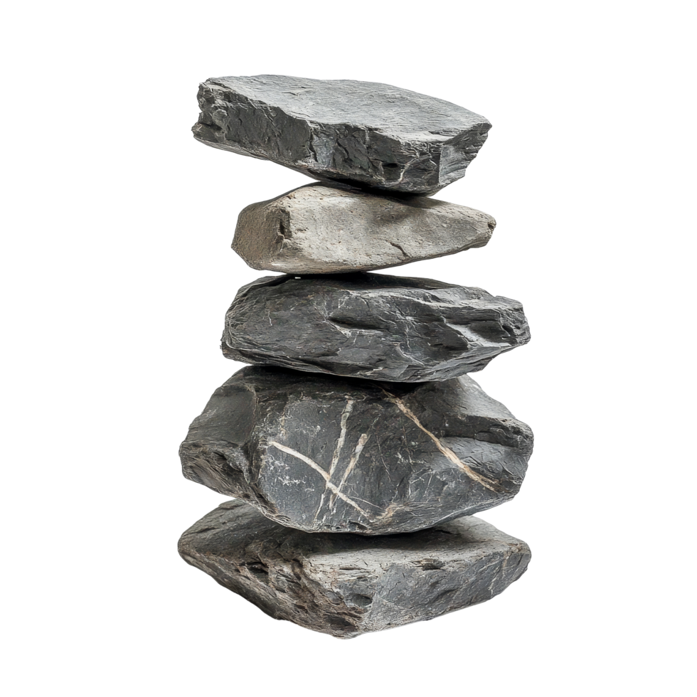 Stacked stones demonstrating balance and harmony on a clean transparent background, Stone stack on a transparent background png