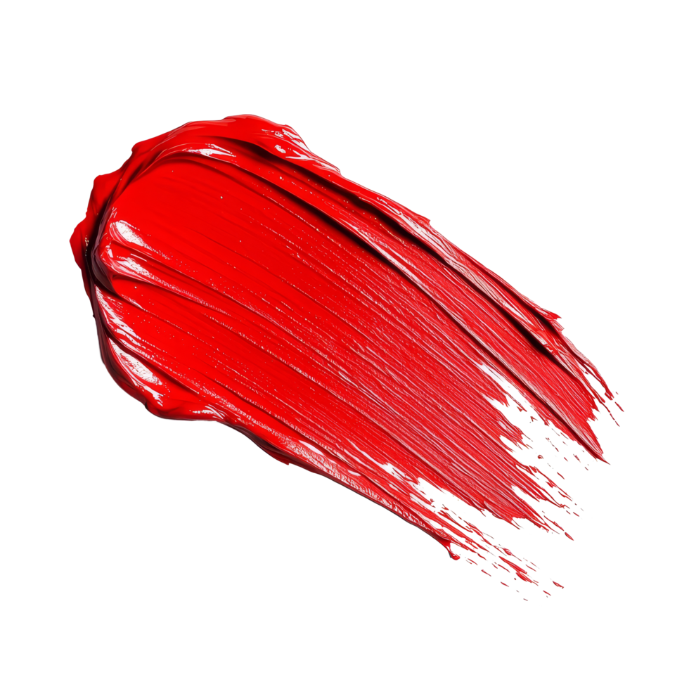 A vibrant red paint smear brush stroke showcasing artistic expression on a clean transparent background, red paint smeart brush strokeisolated on transparent background png