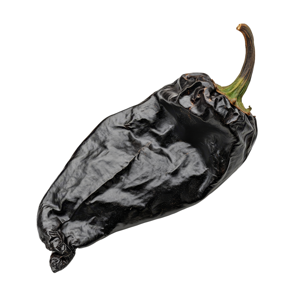 Dried mole poblano pepper isolated on a transparent background for culinary uses and flavor enhancement, dried mole poblano pepper isolated on transparent background png