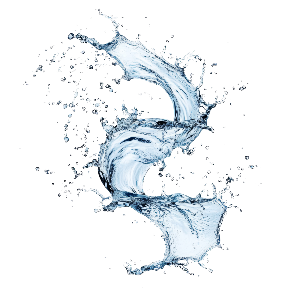 Beautiful twisted water splash isolated on transparent background capturing dynamic movement, Twisted water splash isolated png