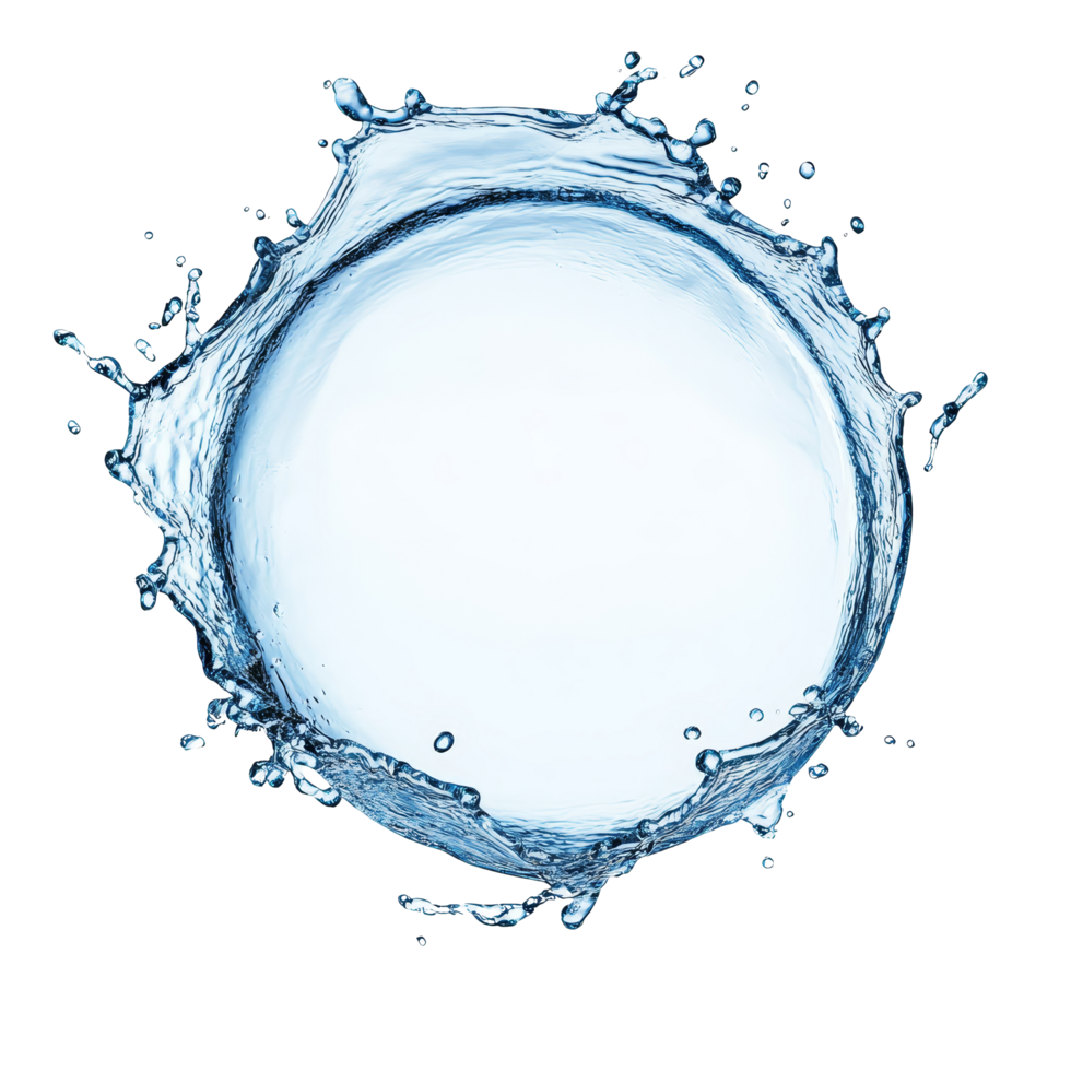 Circular water splash formed by impact, isolated on a transparent background, creating a captivating visual effect, Water splash forming a circle isolated png
