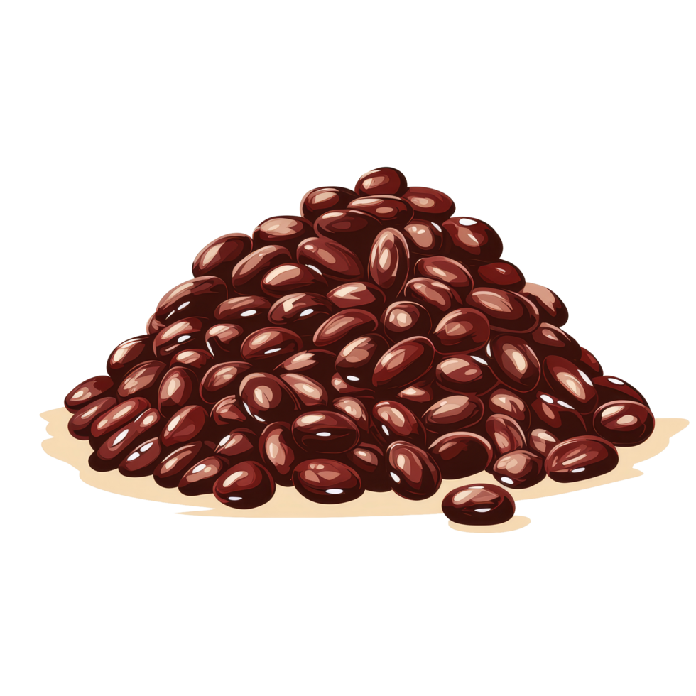 Stacked adzuki beans on a light background showcasing their rich color and unique shape in an artistic representation, Stacked adzuki beans isolated Stock Illustration png