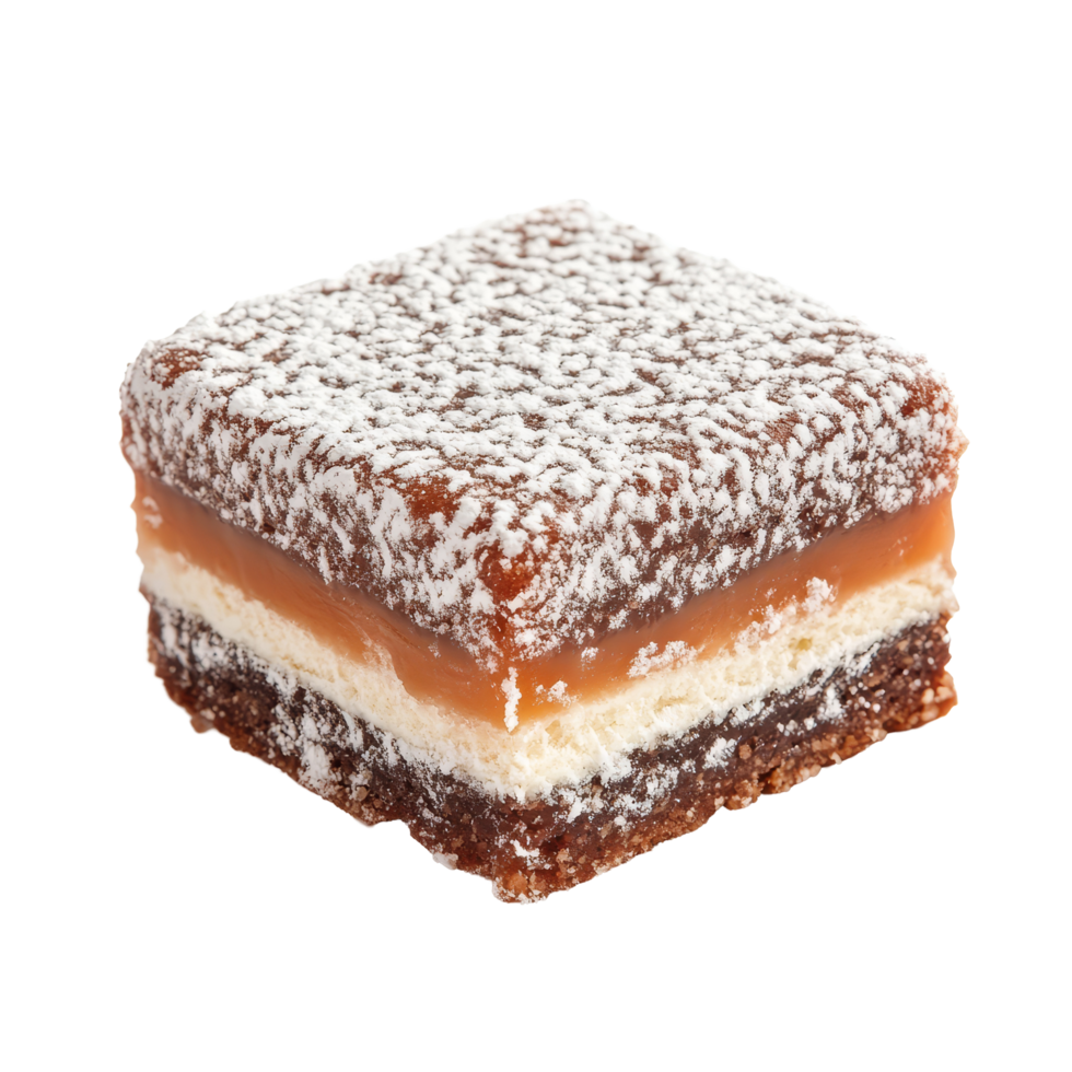 Delicious lamington treat isolated on a transparent background perfect for dessert lovers, lamington isolated on transparent background png