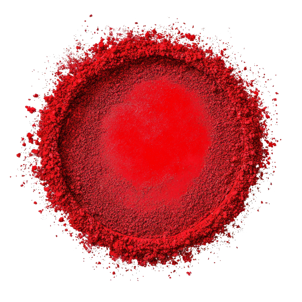 Red pulverized circle with ample copy space, perfect for creative designs or artistic presentations, red pulver circle with copy space isolated on transparent background png