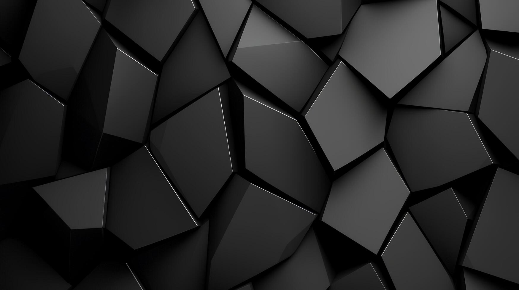 Geometric Black Stone Texture with Faceted Surfaces and Subtle Highlights photo