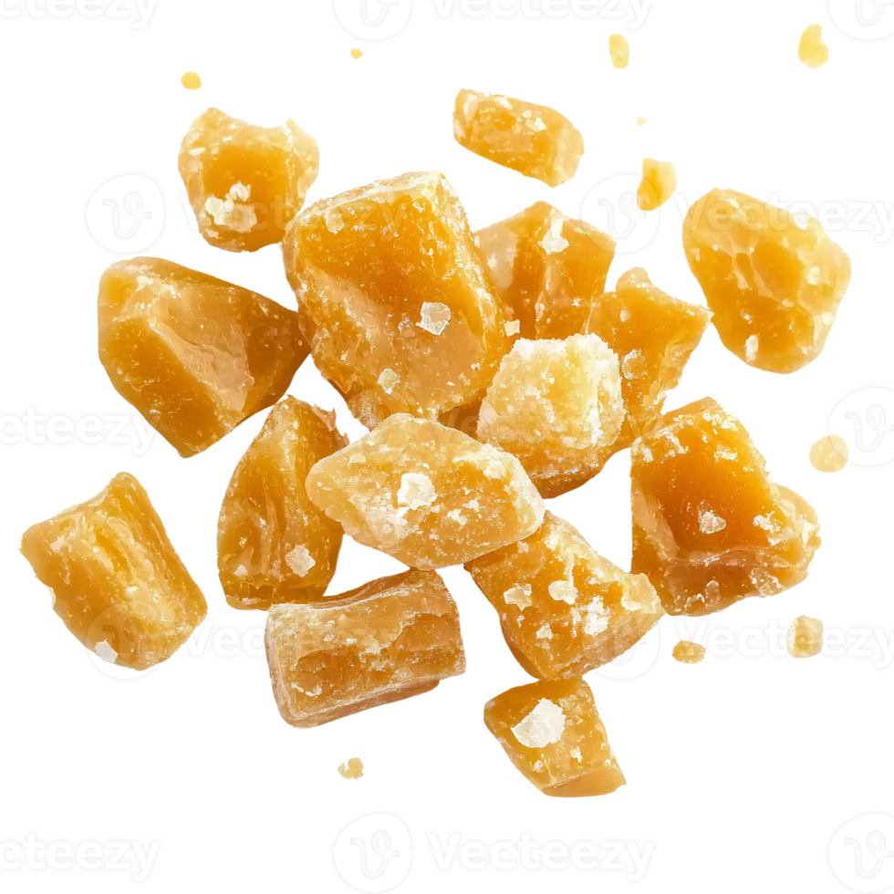 jaggery pieces on transparent background png