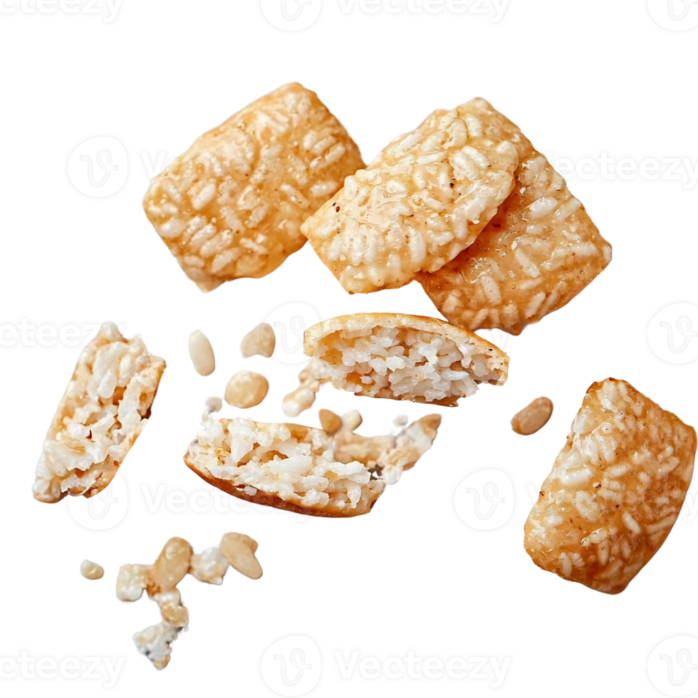 rice crackers with peanuts on transparent background png