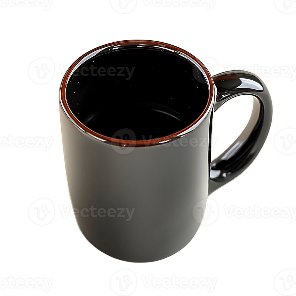 black coffee mug, isolated on transparent background. png