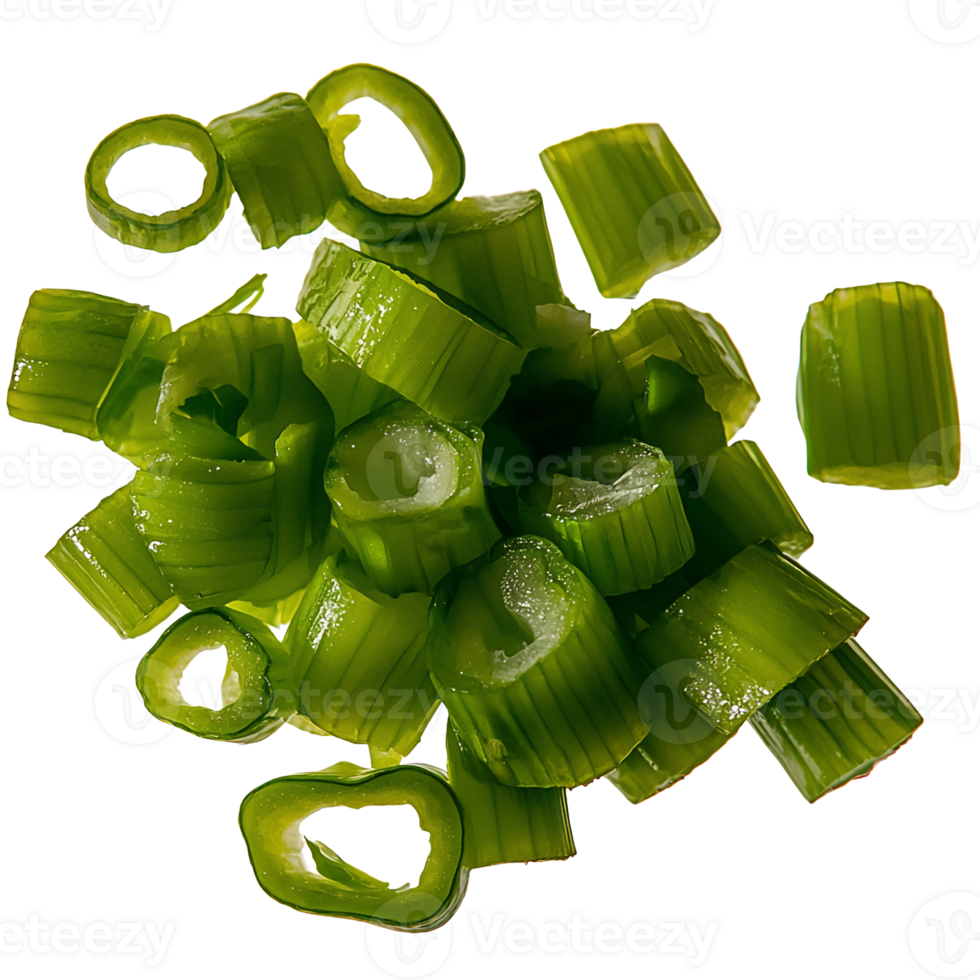 chopped scallions isolated on transparent background png