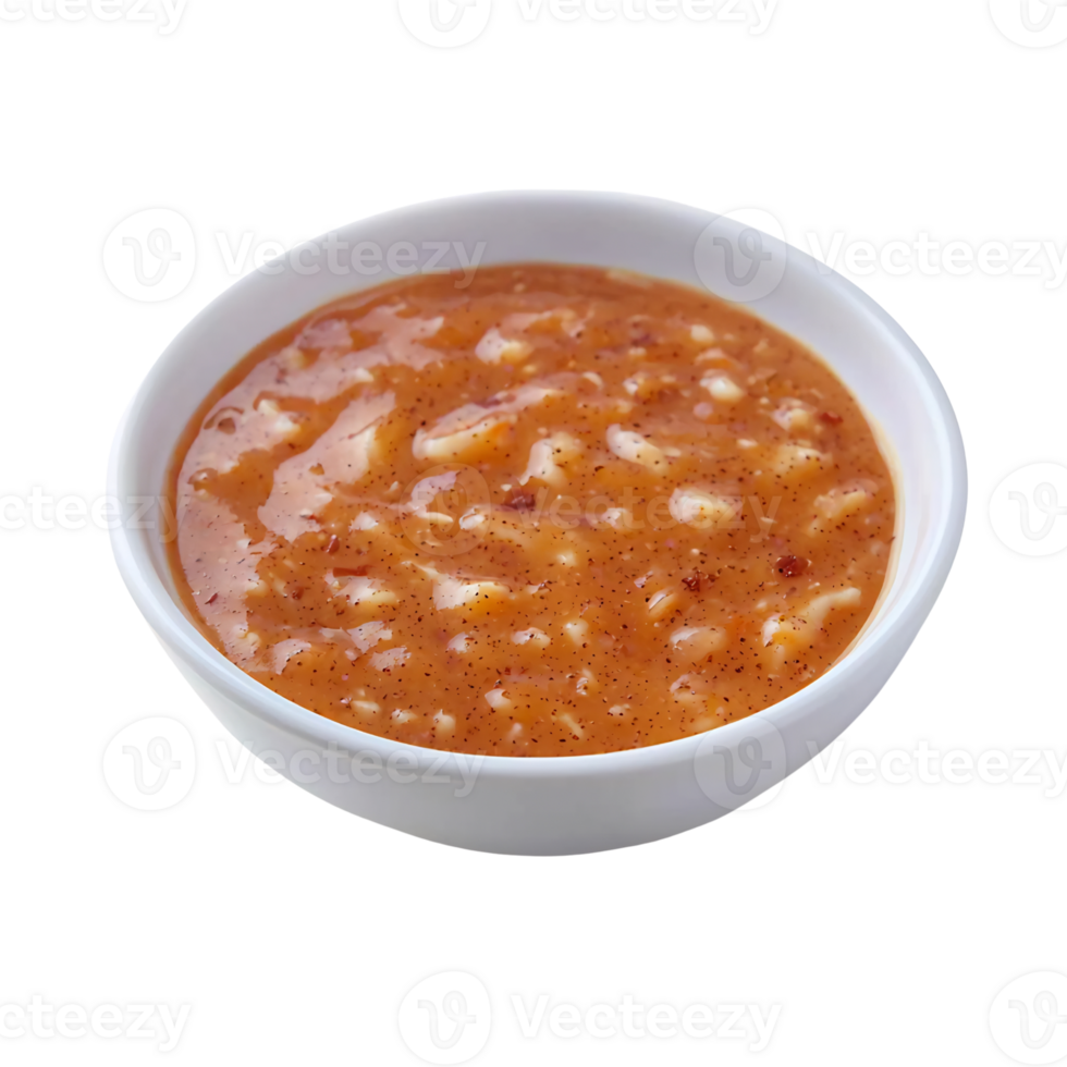 sweet and sour sauce in white bowl on transparent background png