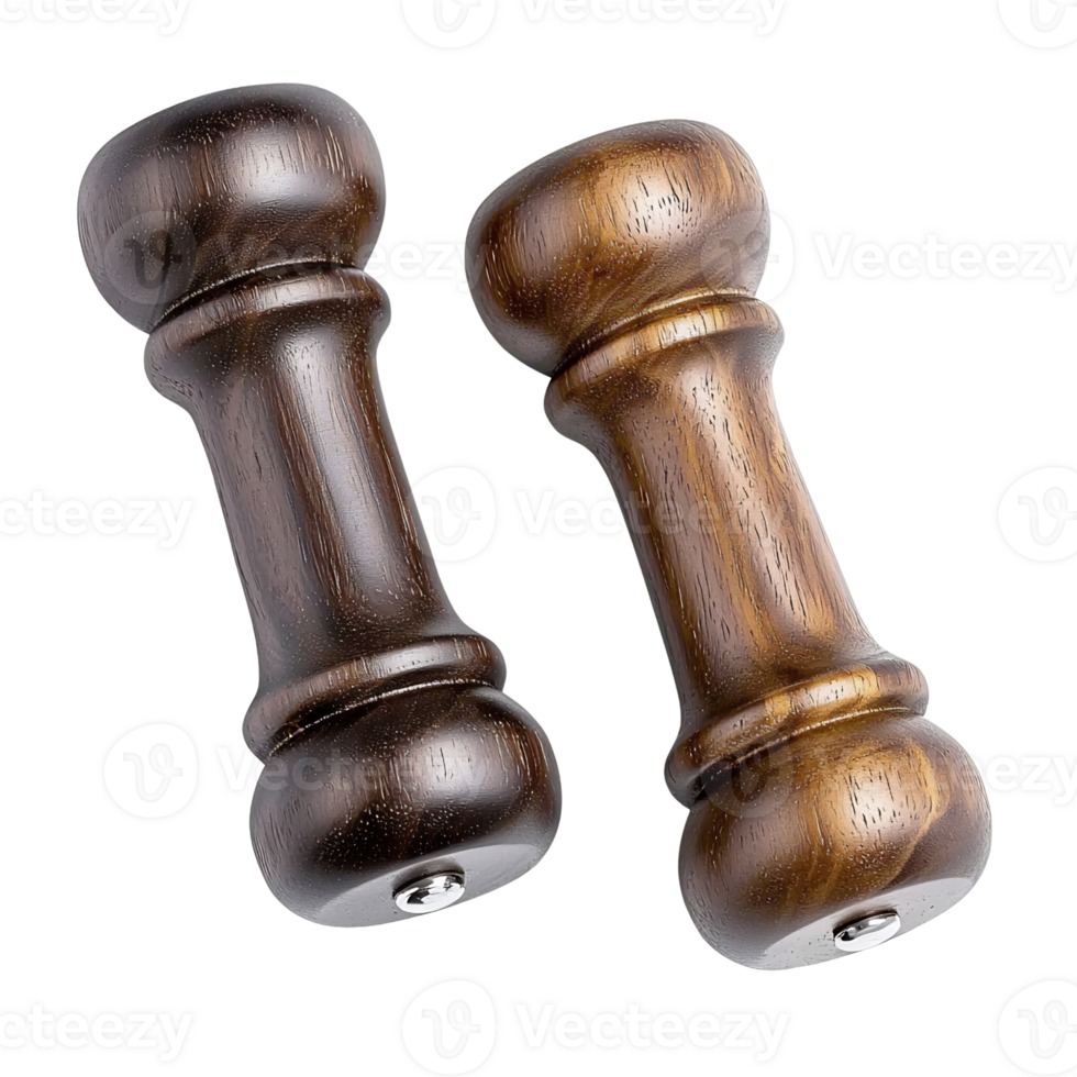 wooden salt and pepper grinders on transparent background png