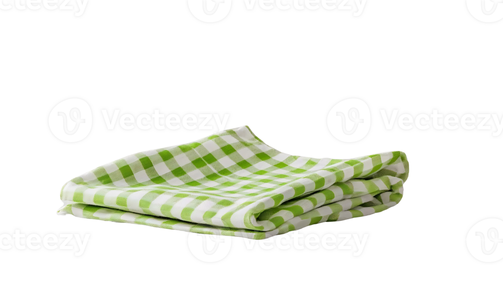green and white checkered napkin isolated on transparent background. png