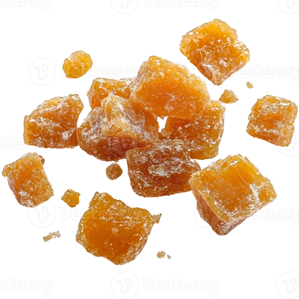 crystallized ginger pieces on transparent background png