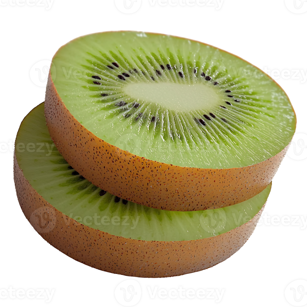 sliced kiwi fruit stacked on transparent background. png