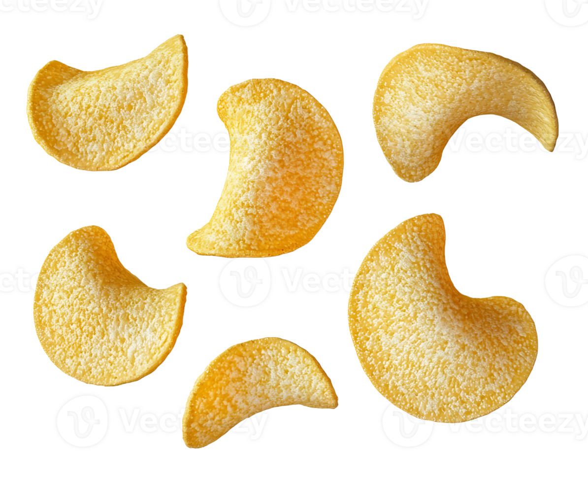 Crispy Potato Chips on Transparent Background png