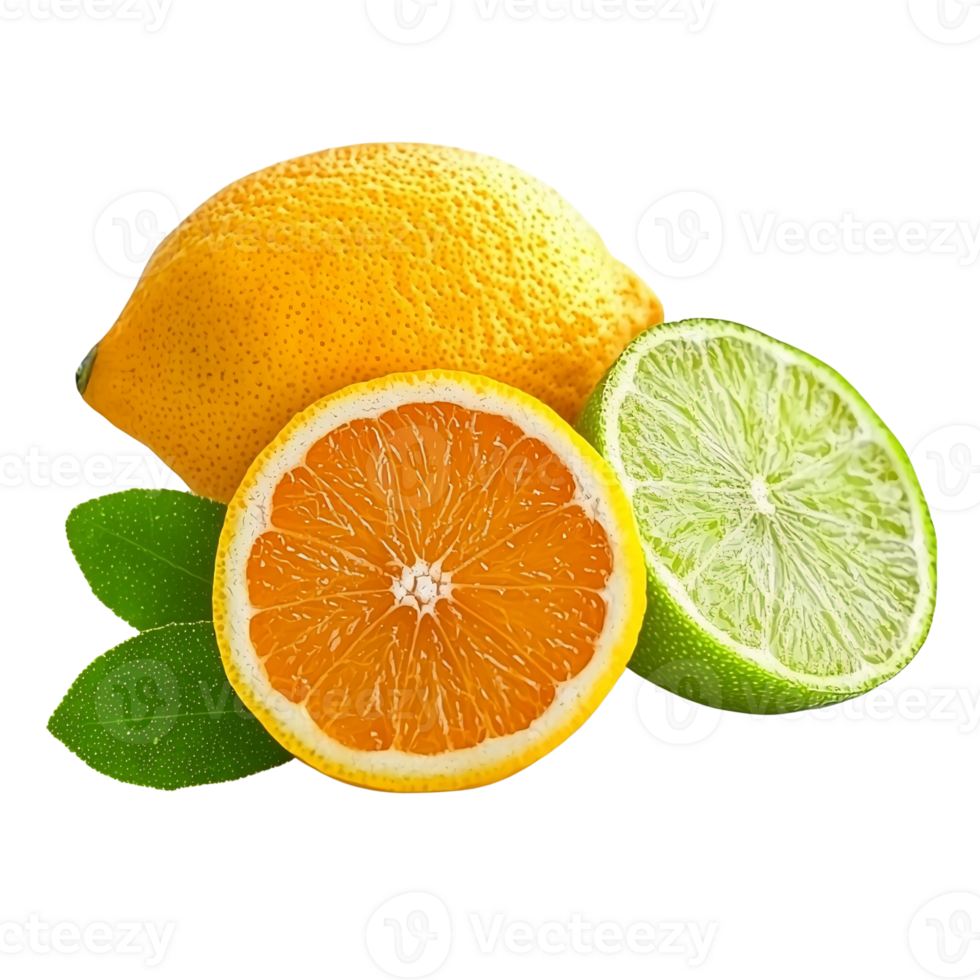 fresh citrus fruits composition isolated on transparent background. png