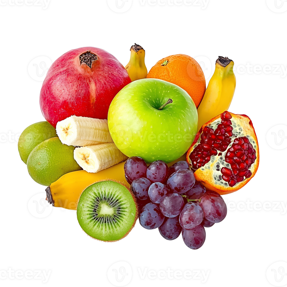 assorted fruits still life on transparent background png