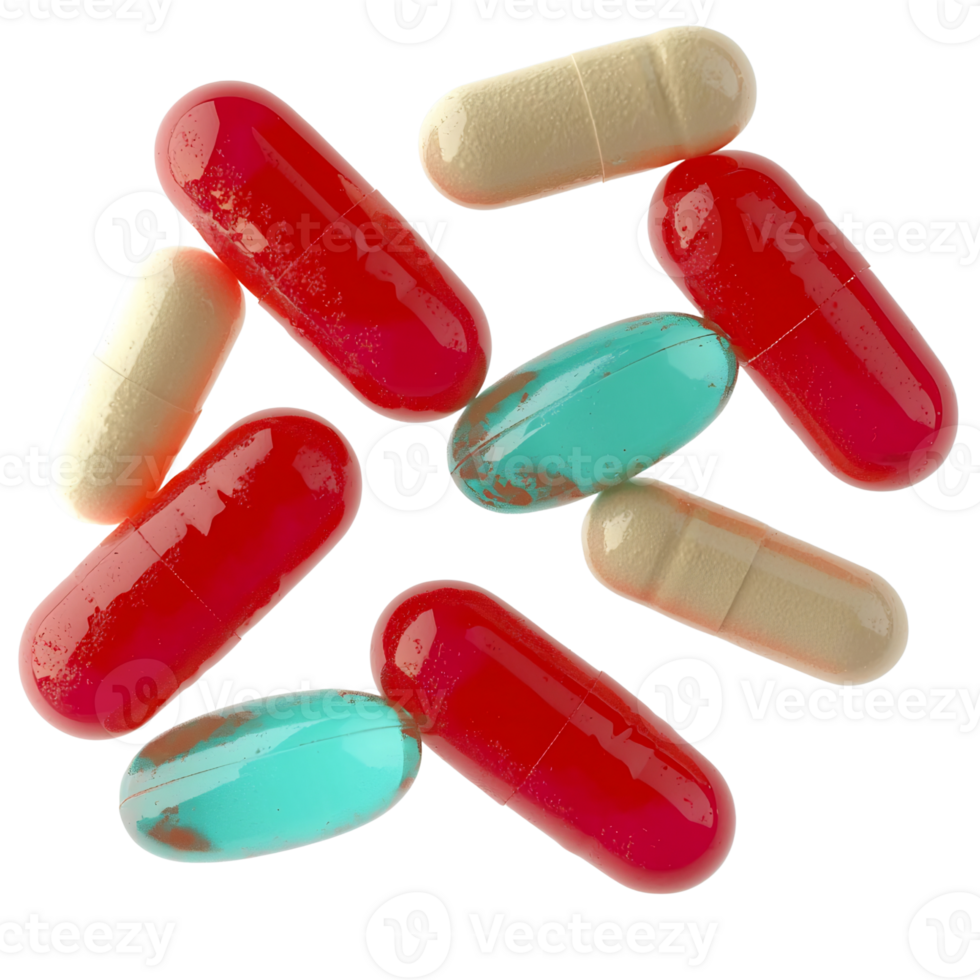 pills and capsules, isolated on transparent background. png