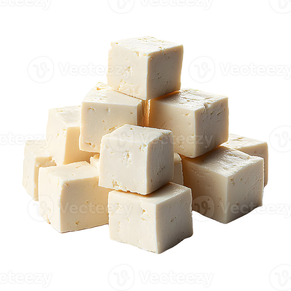 tofu cubes stacked on transparent background. png