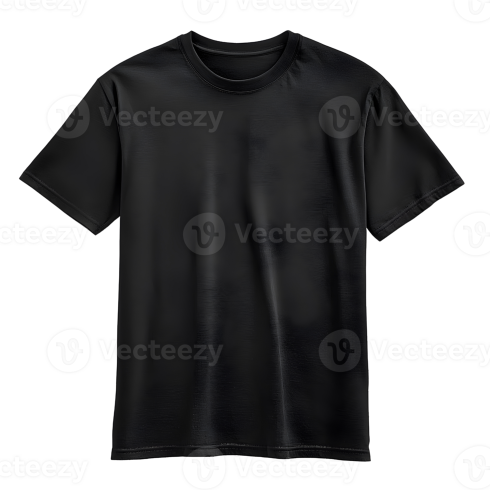 black t-shirt isolated on transparent background png
