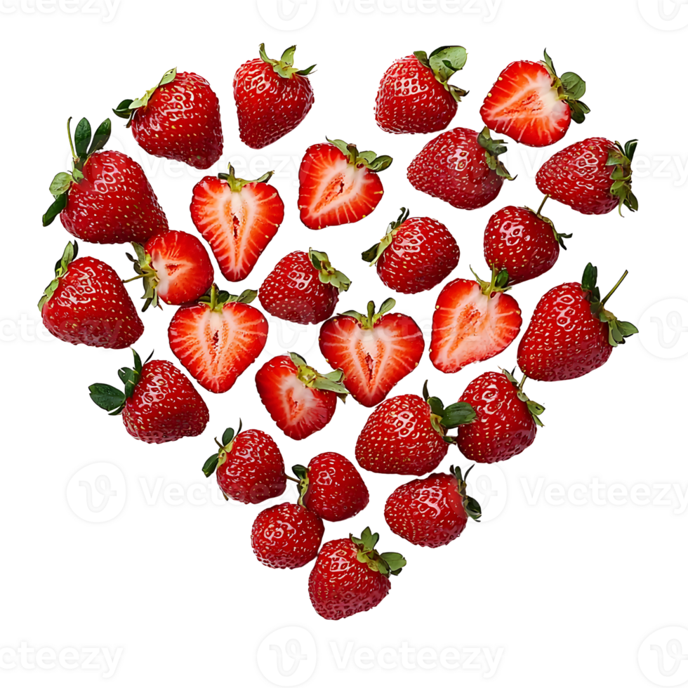 strawberry heart shape on transparent background png